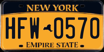 NY license plate HFW0570