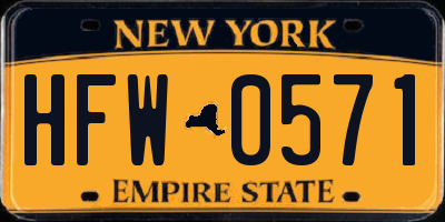 NY license plate HFW0571
