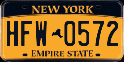 NY license plate HFW0572