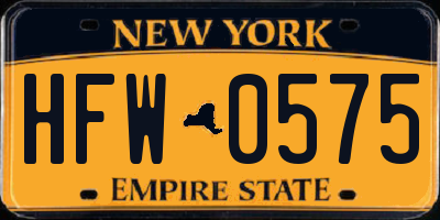 NY license plate HFW0575