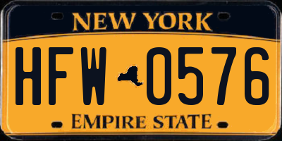 NY license plate HFW0576