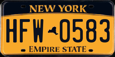 NY license plate HFW0583