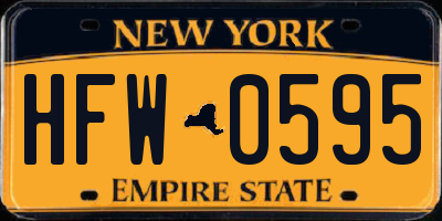 NY license plate HFW0595