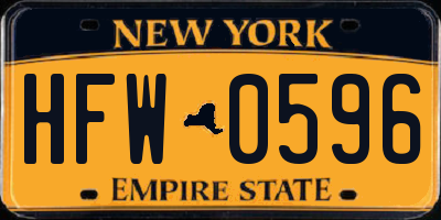 NY license plate HFW0596