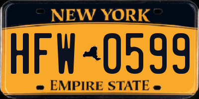 NY license plate HFW0599