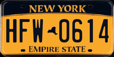 NY license plate HFW0614
