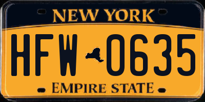 NY license plate HFW0635
