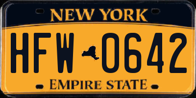 NY license plate HFW0642