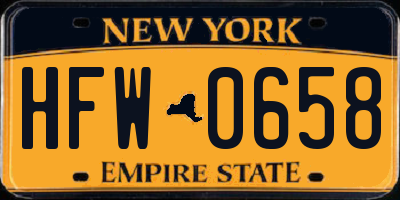 NY license plate HFW0658