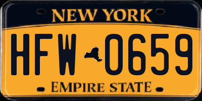 NY license plate HFW0659