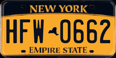 NY license plate HFW0662