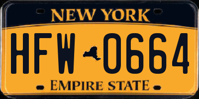 NY license plate HFW0664