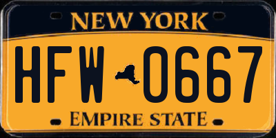 NY license plate HFW0667