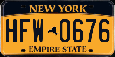 NY license plate HFW0676