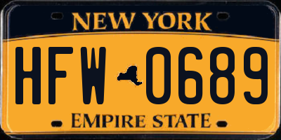 NY license plate HFW0689