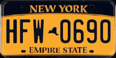NY license plate HFW0690