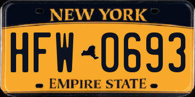 NY license plate HFW0693