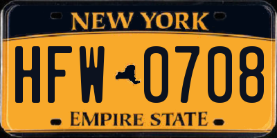 NY license plate HFW0708