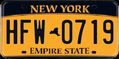 NY license plate HFW0719