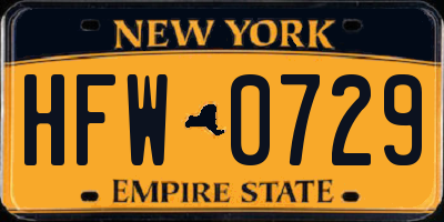 NY license plate HFW0729