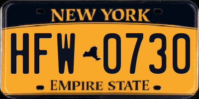 NY license plate HFW0730