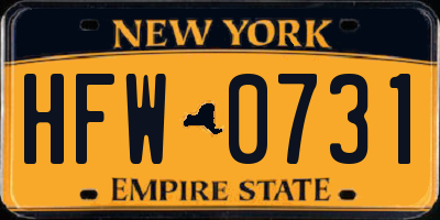 NY license plate HFW0731
