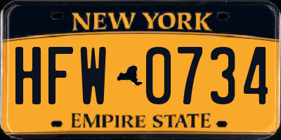 NY license plate HFW0734
