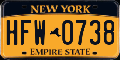 NY license plate HFW0738