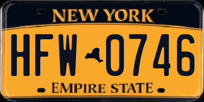 NY license plate HFW0746