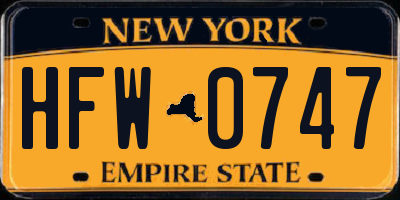 NY license plate HFW0747