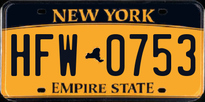 NY license plate HFW0753