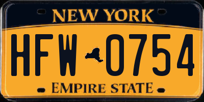 NY license plate HFW0754