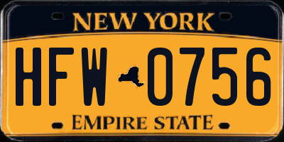 NY license plate HFW0756
