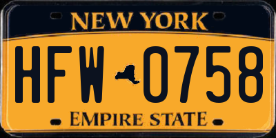 NY license plate HFW0758