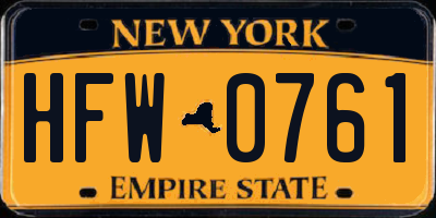 NY license plate HFW0761