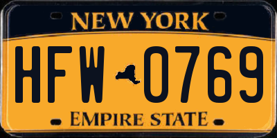 NY license plate HFW0769