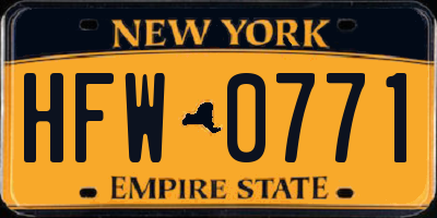 NY license plate HFW0771
