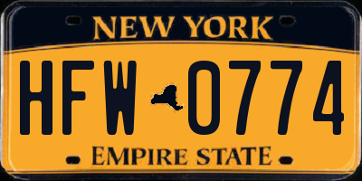 NY license plate HFW0774