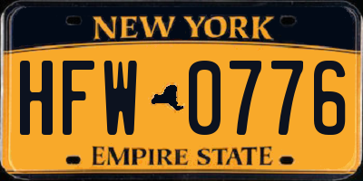 NY license plate HFW0776