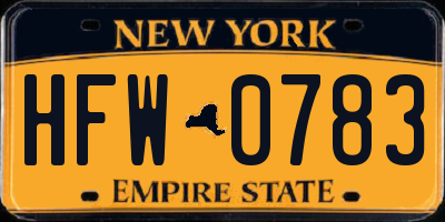 NY license plate HFW0783