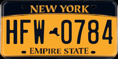 NY license plate HFW0784
