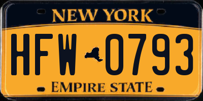 NY license plate HFW0793