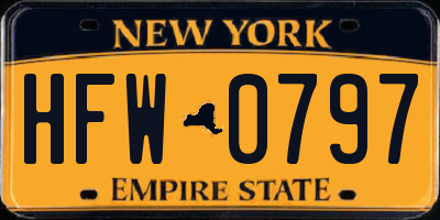 NY license plate HFW0797