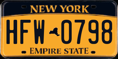 NY license plate HFW0798
