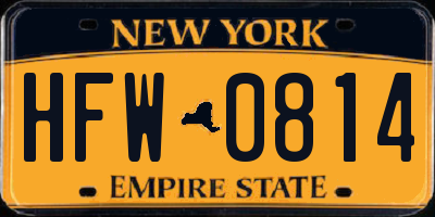 NY license plate HFW0814