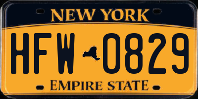 NY license plate HFW0829