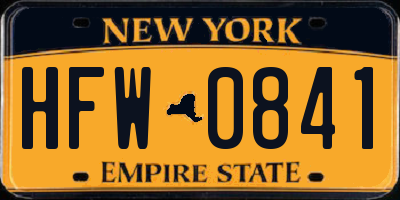 NY license plate HFW0841