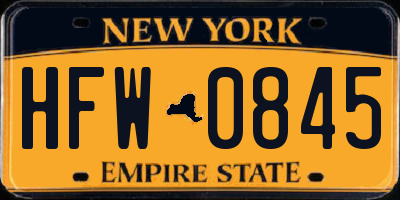 NY license plate HFW0845