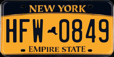 NY license plate HFW0849