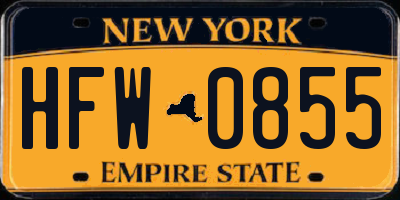 NY license plate HFW0855